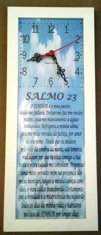 RELÓGIO DE PAREDE / SALMO 23 / Tam 45x18x2cm /Moldura Barnca